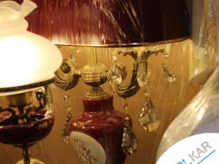 آباژور دو شاخه برنز و چینی