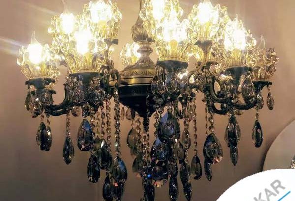 لوستر دو گل 5 شاخه برنجی