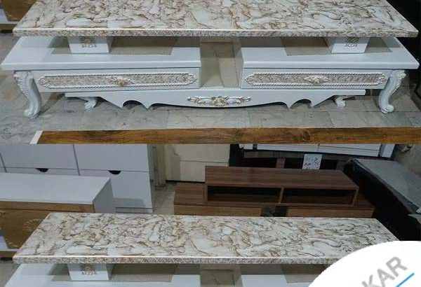 میز TV چوبی طرح سنگی